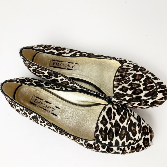EMY MACK Leopard Print Motif Flats Round Toe SZ 7 - Picture 2 of 8